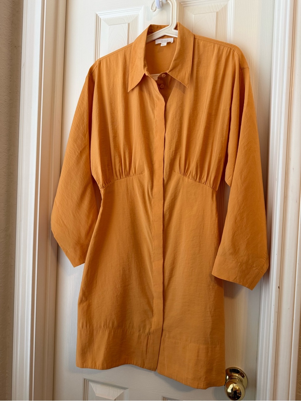 COS Gathered Shirt Dress (Light Orange)